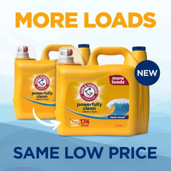 ARM & HAMMER Liquid Laundry Detergent, Clean Burst Fresh, 174 fl oz, 174 Loads