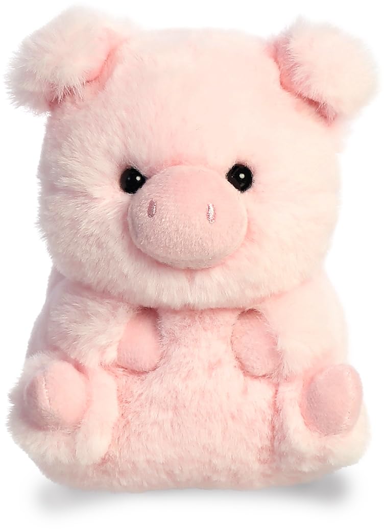 Aurora® Playful Rolly Pet™ Prankster Pig™ Stuffed Animal - Compact Size for On-the-Go Fun - for Adults, Kids, Birthdays, and Anniversaries - Pink 5 Inches