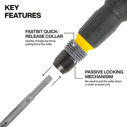 Klein_Tools_32960A_Fastbit_Tru-Grip_Screwdriver,_Ball-Style_Handle_with_Quick-Release_Collar,_#2_Phillips_and_6_mm_Slotted_Double-Ended_Bit,_1/4-Inch_Bit_Compatible