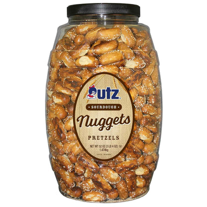 Utz Sourdough Pretzel Nuggets 52 oz Barrel – Guilt-Free Zero Cholesterol Late Night Snack with Peanut Butter Filling