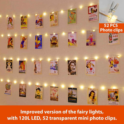 HXWEIYE 120LED Photo Clip String Lights – Sentimental Birthday Gift for Her with Polaroid Display and Warm Glow