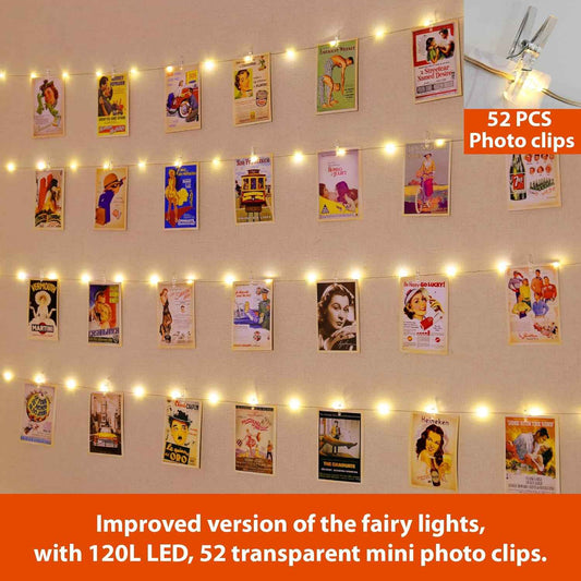 HXWEIYE 120LED Photo Clip String Lights – Sentimental Birthday Gift for Her with Polaroid Display and Warm Glow