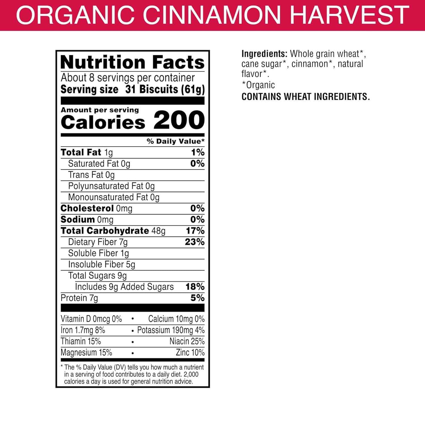 Kashi Organic Cinnamon Harvest Cereal – High-Fiber Whole Grain Breakfast for Mindful Mornings, 18oz Box