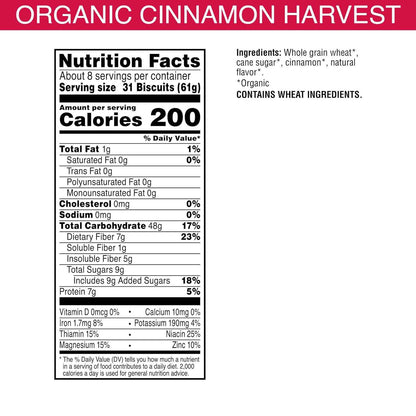 Kashi Organic Cinnamon Harvest Cereal – High-Fiber Whole Grain Breakfast for Mindful Mornings, 18oz Box