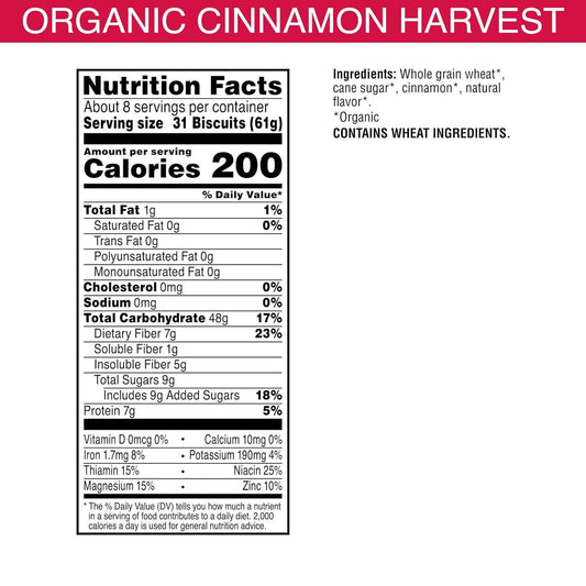 Kashi Organic Cinnamon Harvest Cereal – High-Fiber Whole Grain Breakfast for Mindful Mornings, 18oz Box
