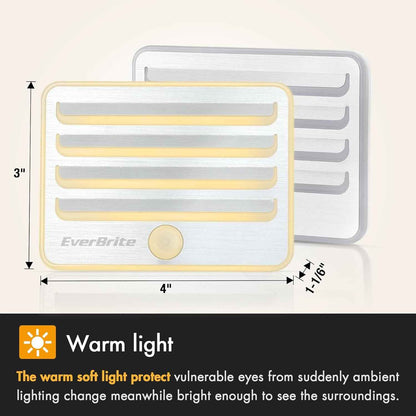 EverBrite Motion Sensor Night Lights for Clean Modern Homes, Simple Cordless LED Lighting with Uncluttered Design, 3 Pack