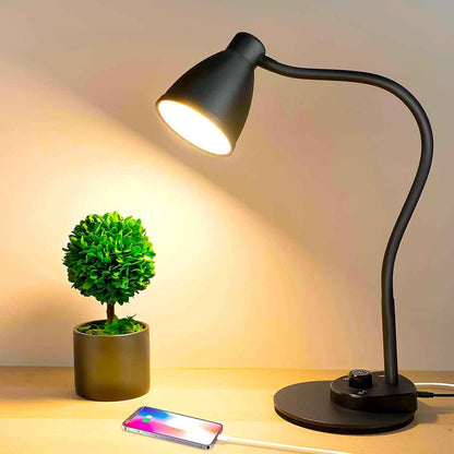 BOHON Dimmable Desk Lamp with USB Port – Eye-Friendly Study Light for Remote Workers and Students