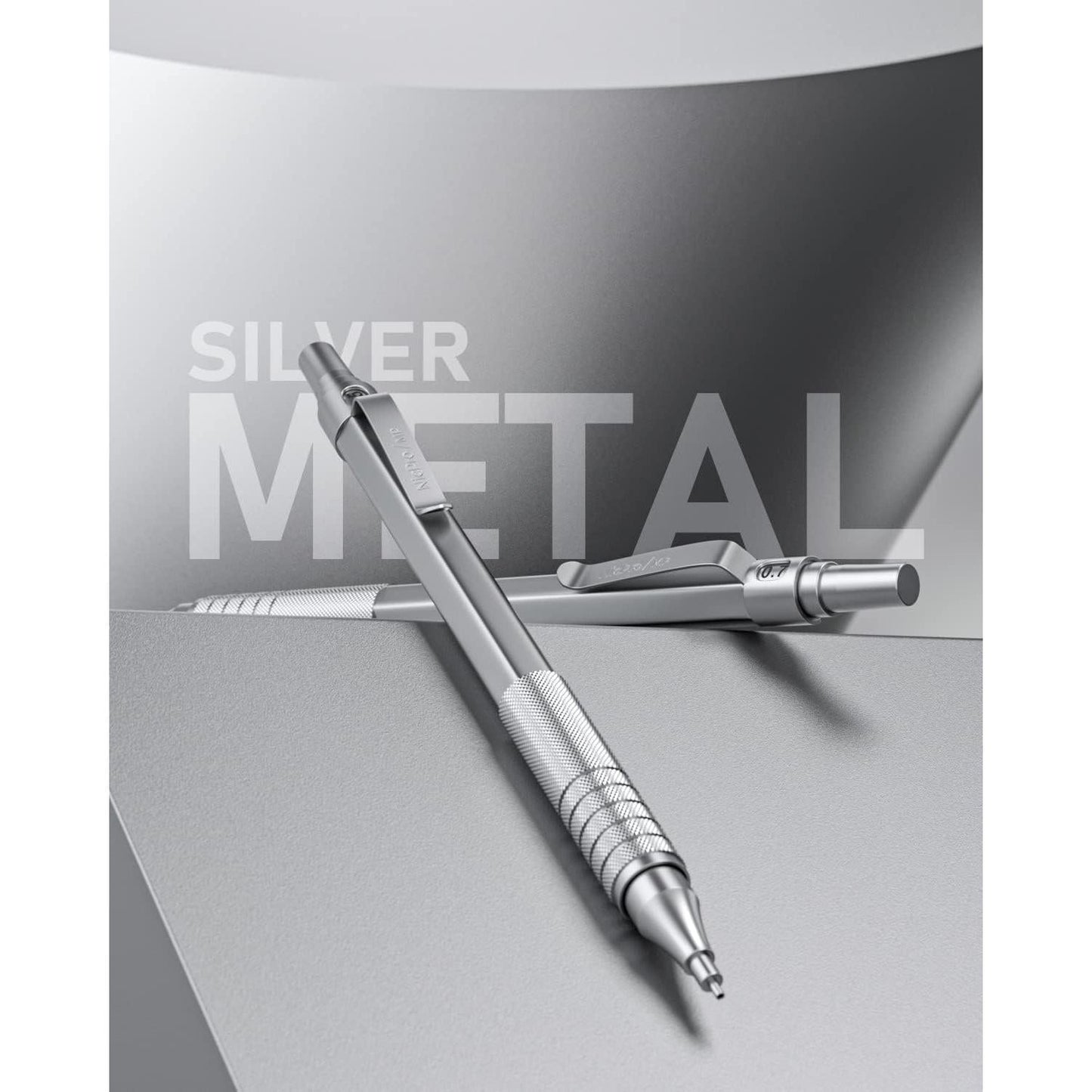 Nicpro_2_PCS_Mechanical_Pencil_0.5mm_&_0.7_mm_with_Case,_MP1000_Metal_Artist_Pencil_Set_with_4_Tubes_HB_Lead_Refills,_2_Erasers,_9_Eraser_Refills_For_Art_Writing_Drafting,_Drawing,_Sketch