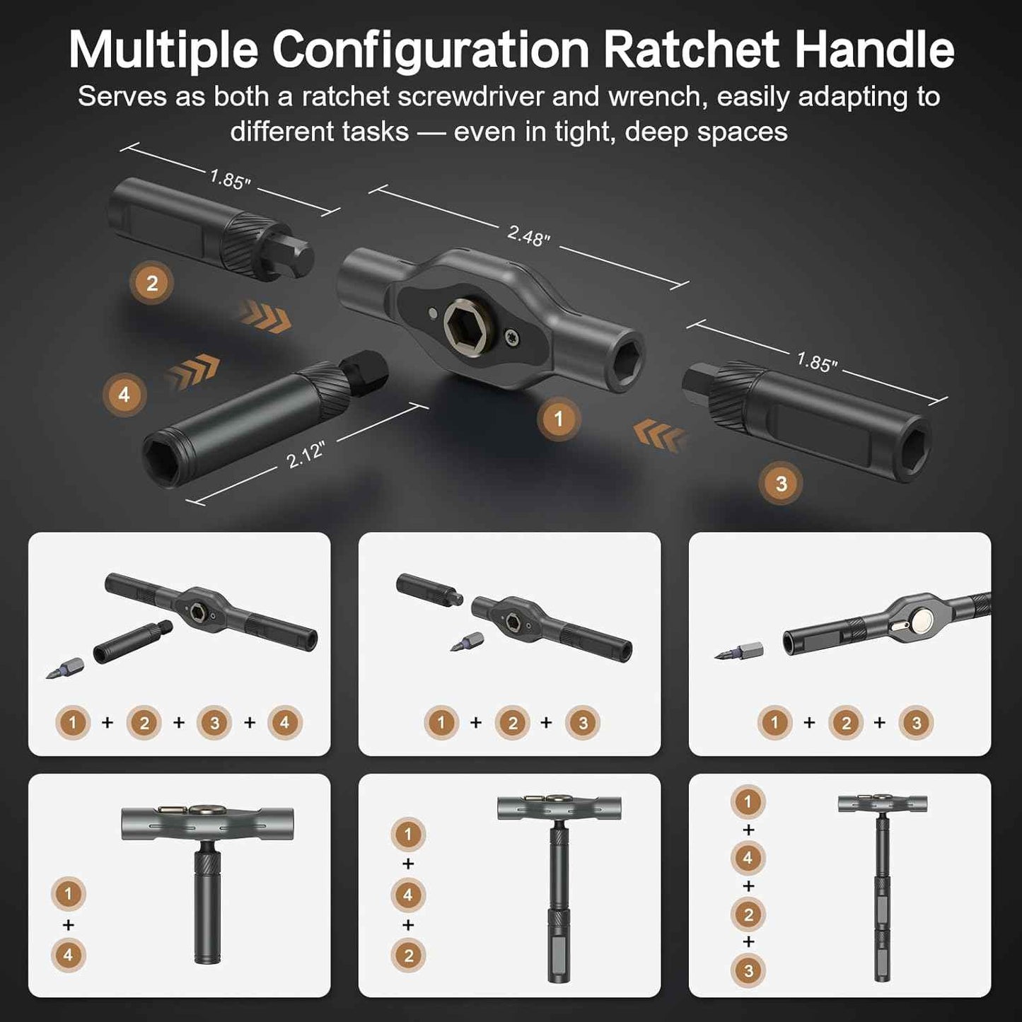 PrecisionTool 42-in-1 Magnetic Ratchet Screwdriver Set – Home Office Repair Companion for Daily Equipment Assembly, Quick Bit-Swap Design