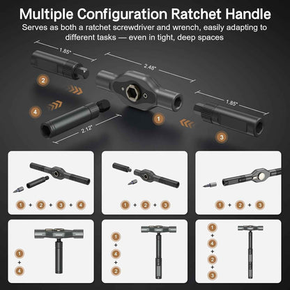 PrecisionTool 42-in-1 Magnetic Ratchet Screwdriver Set – Home Office Repair Companion for Daily Equipment Assembly, Quick Bit-Swap Design