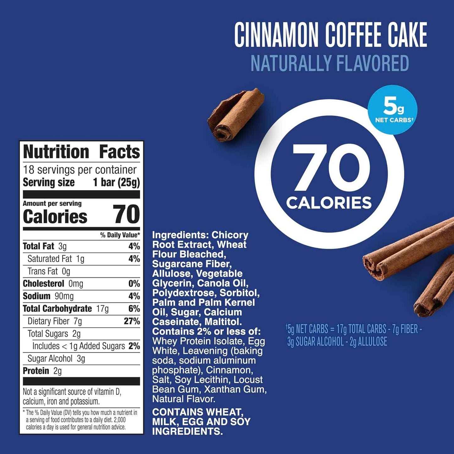 Fiber One 70 Calorie Soft Baked Bars for Wellness Pantry, Cinnamon Coffee Cake Low-Sugar Snack for Mindful Snacking