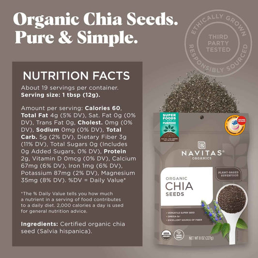 Navitas Organics Chia Seeds – Single Ingredient Organic Superfood for a Clean Uncluttered Pantry
