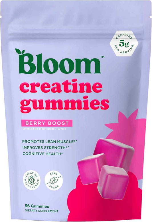 Bloom Creatine Monohydrate Gummies – Thoughtful Fitness Gift for Her, 5g Sugar Free Berry Boost Gummy for the Woman Who Has Everything
