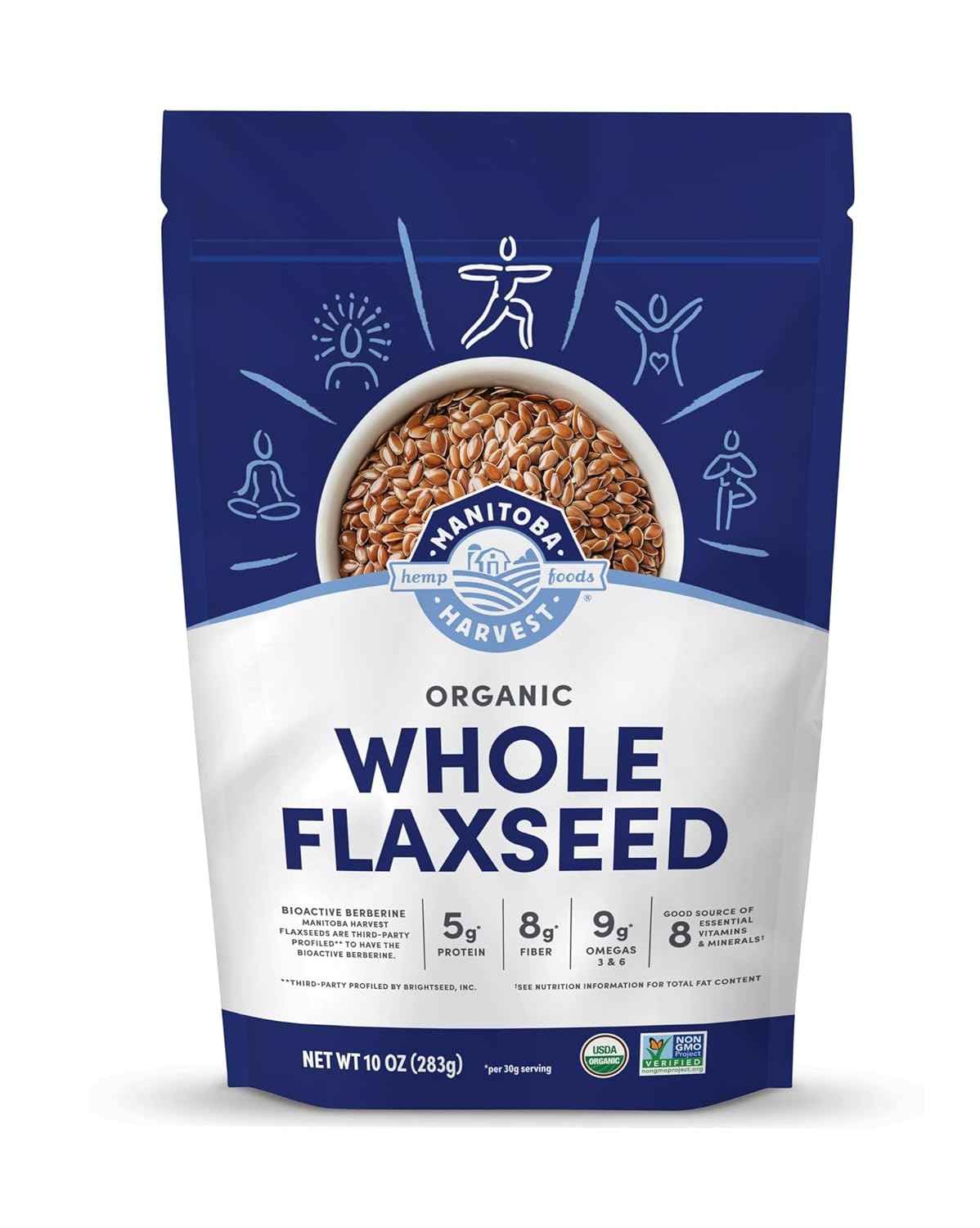 Manitoba Harvest Whole Organic Flaxseed Single Ingredient Pantry Staple for Clean Kitchens, 10 oz