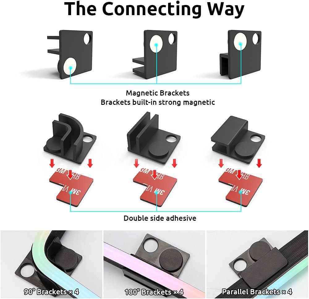 NEON Magnetic ARGB PC LED Strip Kit – Thoughtful Birthday Gift for PC Builders & DIY Hobbyists, 2x15.7in Addressable RGB with 12 Magnets