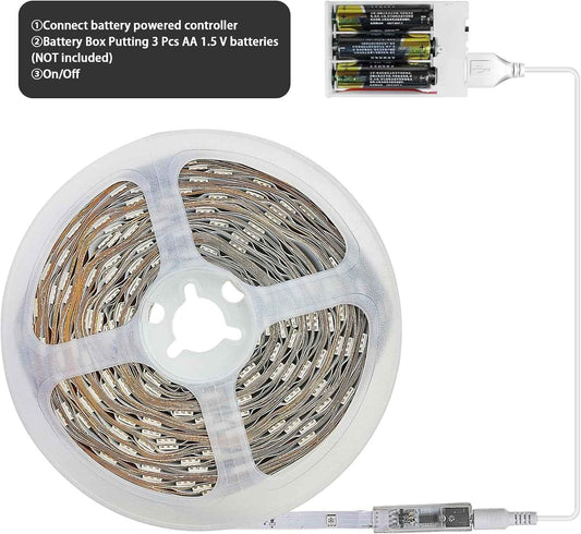 Liyokor 32.8ft Battery Powered LED Strip Lights – Portable Camping Tent Lighting, No Outlet Needed