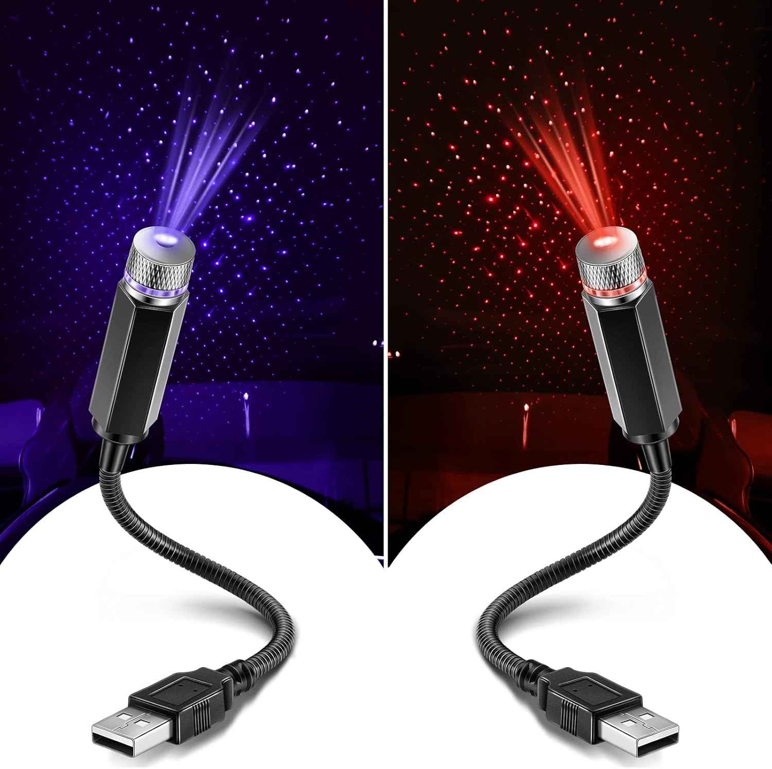 Hortsun USB Star Projector – Cozy Bedroom and Dorm Room Accent Light, Red and Purple Ambient Ceiling Lamp