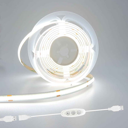 LuminGlow COB LED Tape – High CRI Desk Bias Light for Home Office and Study Monitor, USB Powered