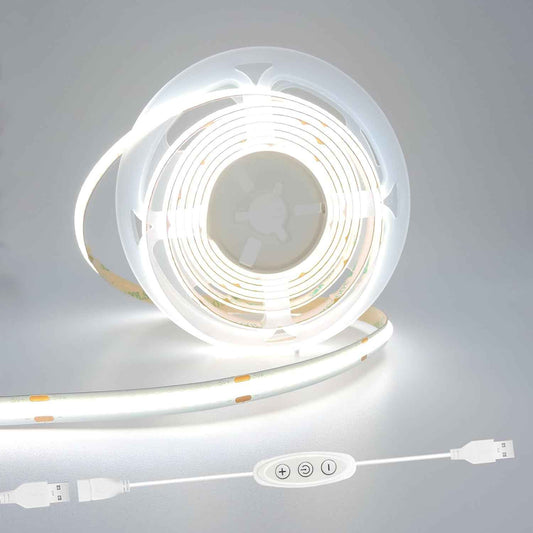 LuminGlow COB LED Tape – High CRI Desk Bias Light for Home Office and Study Monitor, USB Powered