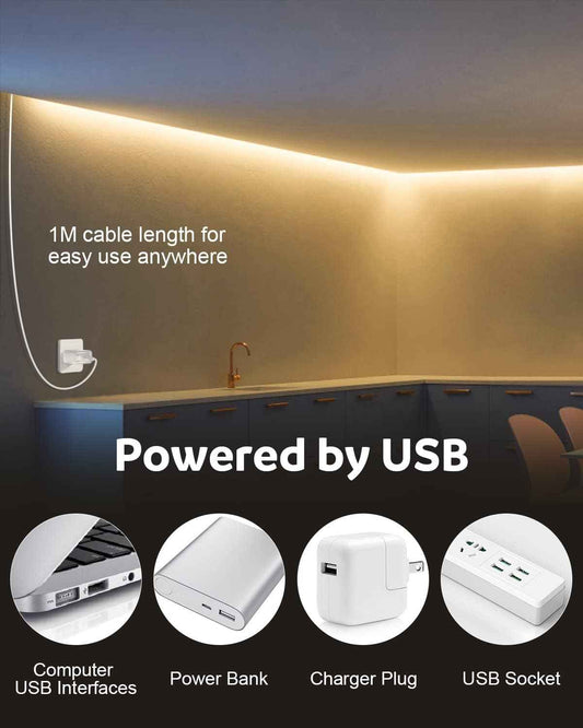 Aclorol USB COB LED Strip Lights – Cozy Housewarming Gift, Warm White Bedroom Accent Decor