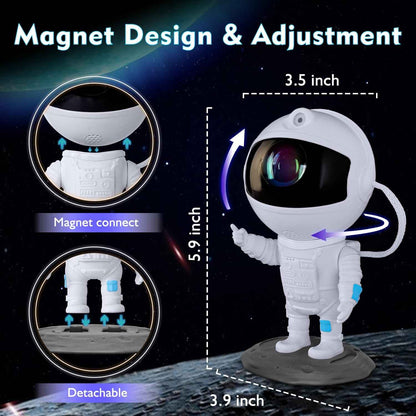 Astronaut Star Projector – Calming Bedroom Light for Kids, 8 Nebula Colors and Green Stars