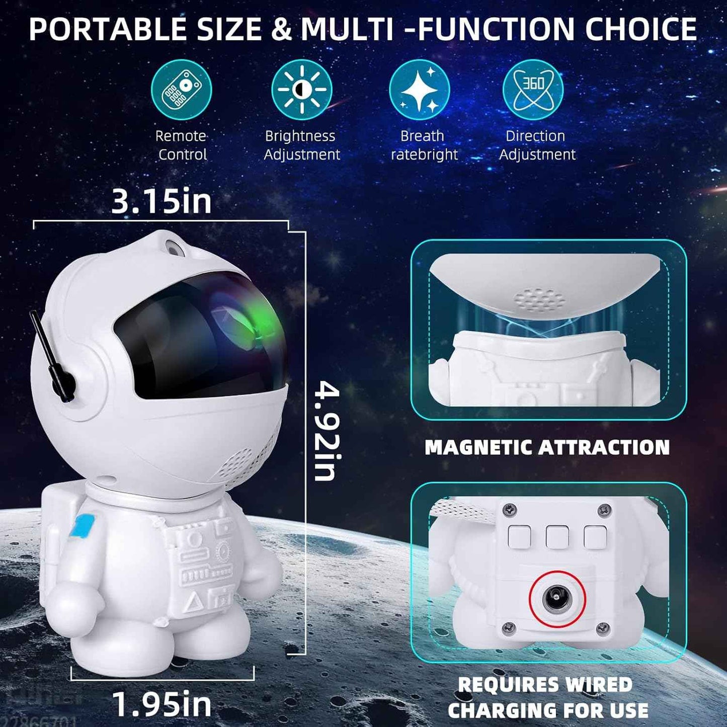 CosmoCast Astronaut Star Projector – Parent-Approved Bedtime Light for Toddlers, Dimmer and Blue-to-Red Mode for Fear of the Dark