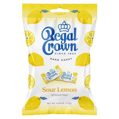 Regal Crown Sour Lemon Hard Candy – Low Calorie Afternoon Pick-Me-Up, Only 15 Calories Per Piece for Mindful Snacking (6.25 oz)
