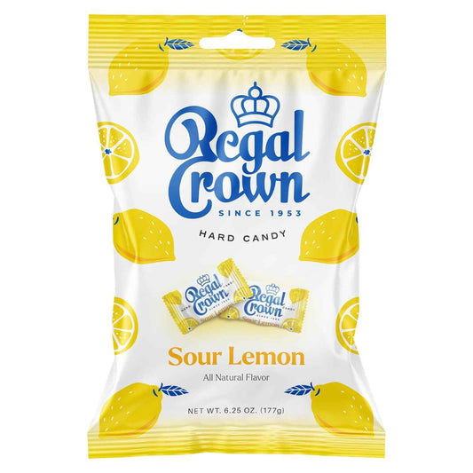 Regal Crown Sour Lemon Hard Candy – Low Calorie Afternoon Pick-Me-Up, Only 15 Calories Per Piece for Mindful Snacking (6.25 oz)