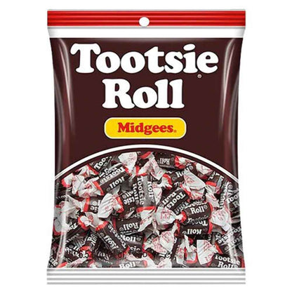 Tootsie Roll Midgees 6.5 oz Bulk Bag - Melt-Resistant Individually Wrapped Candy for Tailgates, Carnivals, and Outdoor Wedding Receptions