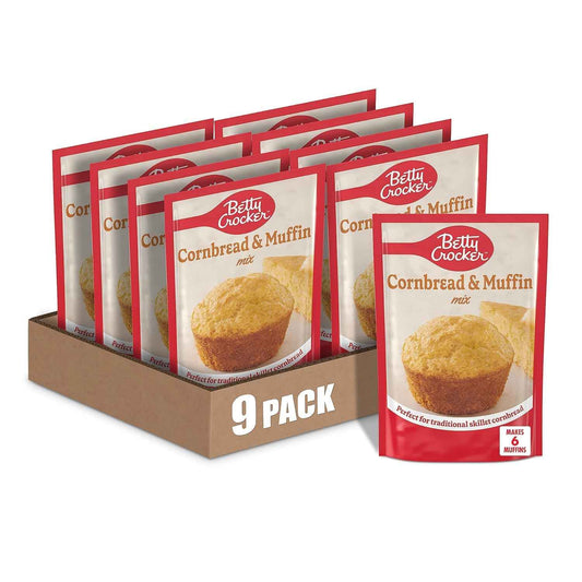 Betty Crocker Cornbread and Muffin Baking Mix, 6.5 oz (Pack of 9) – Easy Weeknight Side Dish for Picky Eaters