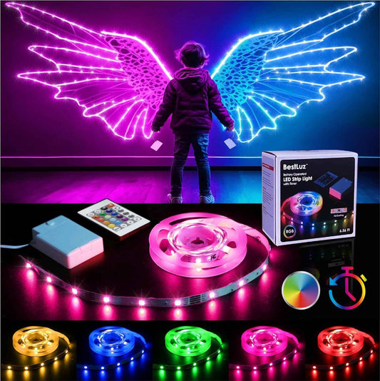 GlowGlide RGB Strip Lights – Child Friendly Ambient Lighting for Playroom and Bedroom with Timer and Remote