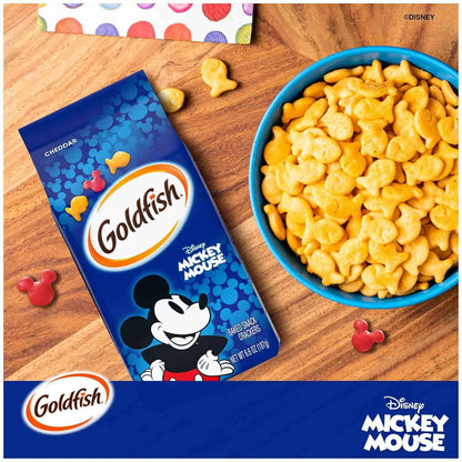 Goldfish Disney Mickey Mouse Cheddar Crackers, Baked Not Fried Lighter Kids Snack, 6.6 oz Bag