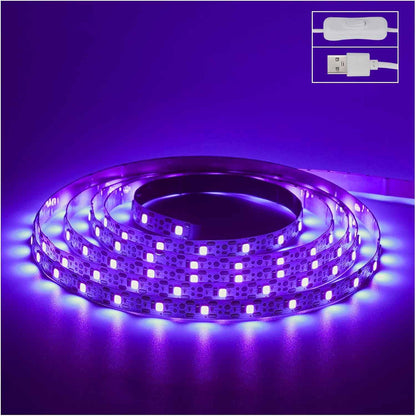 Blacklight Strip Lights for Living Room Decor, 120 LED Bead USB Powered UV Bar for Ambient Purple Glow