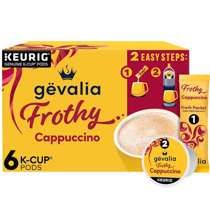 Gevalia Frothy Cappuccino K-Cup Kit – 2-Step Espresso Style Pods for Home Office Focus Sessions