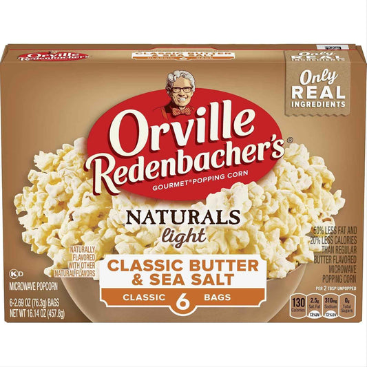 Orville Redenbacher's Naturals Microwave Popcorn – Simple Pantry Staple with Two Clean Flavors, 6 Single-Serve Bags