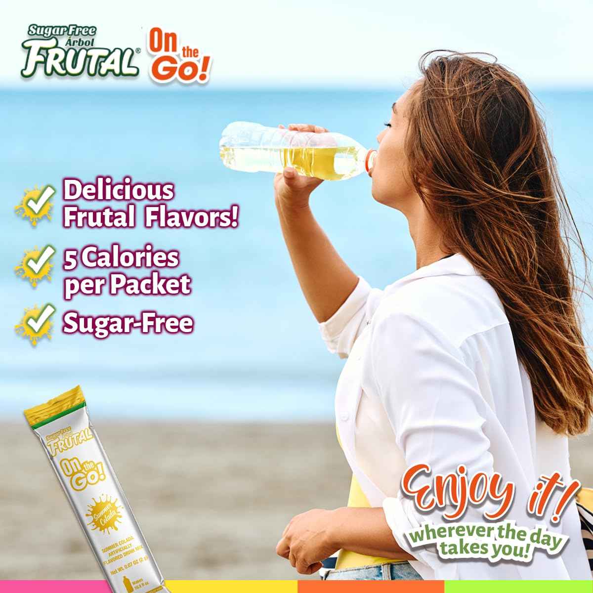 Frutal On-The-Go! Powdered Drink Mix – Daily Hydration for Mindful Wellness Routines, Sugar-Free Stevia Stick Packs