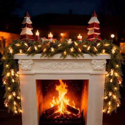 HolyNook Studio 6 FT Christmas Garland – Aesthetic Fireplace and Staircase Decoration with Warm Twinkle Lights