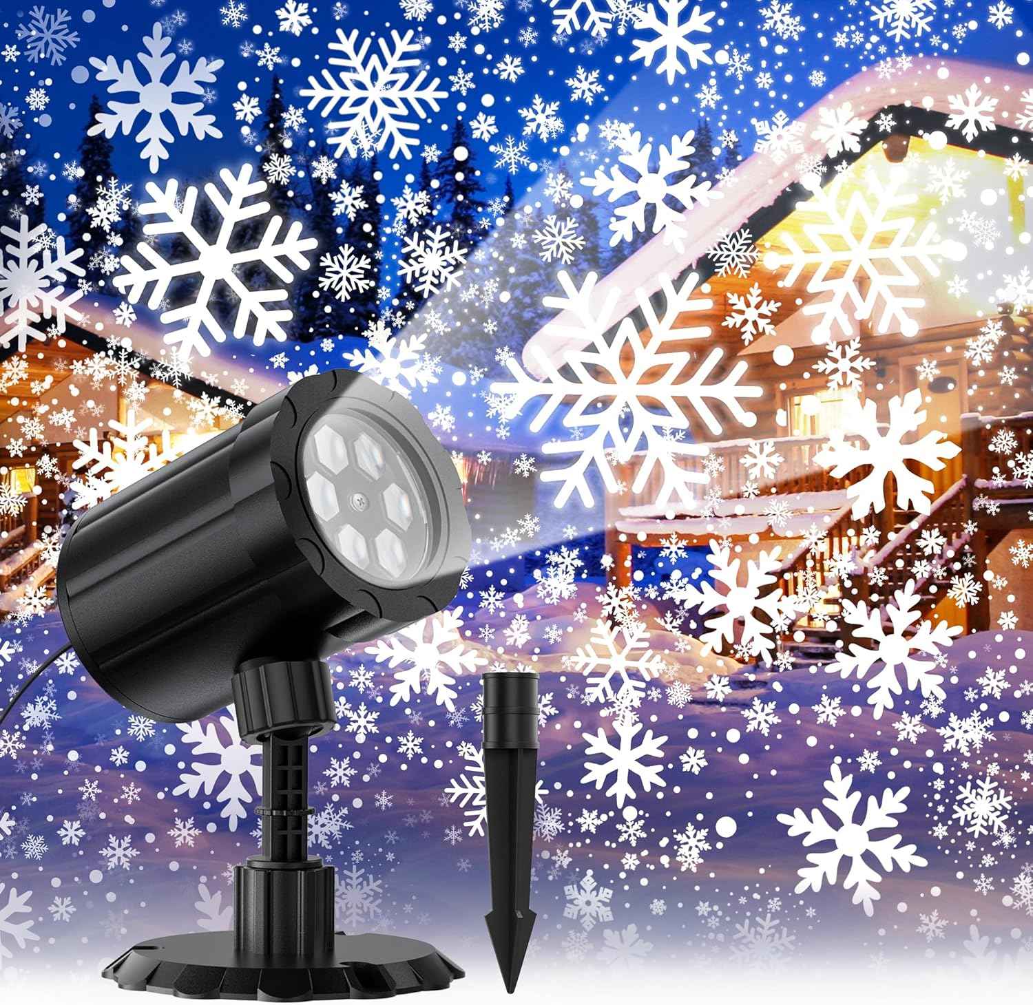 GUSODOR Dynamic Snowfall Projector – Bedroom Aesthetic and Holiday Home Lighting, 9-Pattern LED