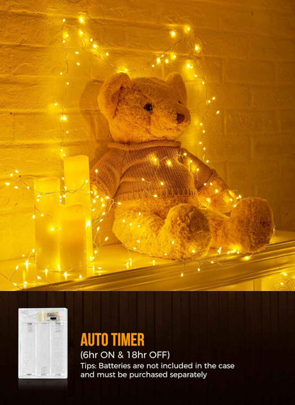 Brightown Battery Fairy Lights for Living Room Ambiance – 10ft Flexible Copper Wire String Lights with Warm White Glow for Cozy Home Styling
