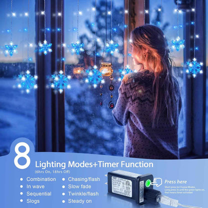 Minimax Icicle Snowflake Fairy Lights – Garden Fence and Gazebo Decor, 26ft End-to-End Expandable Outdoor String