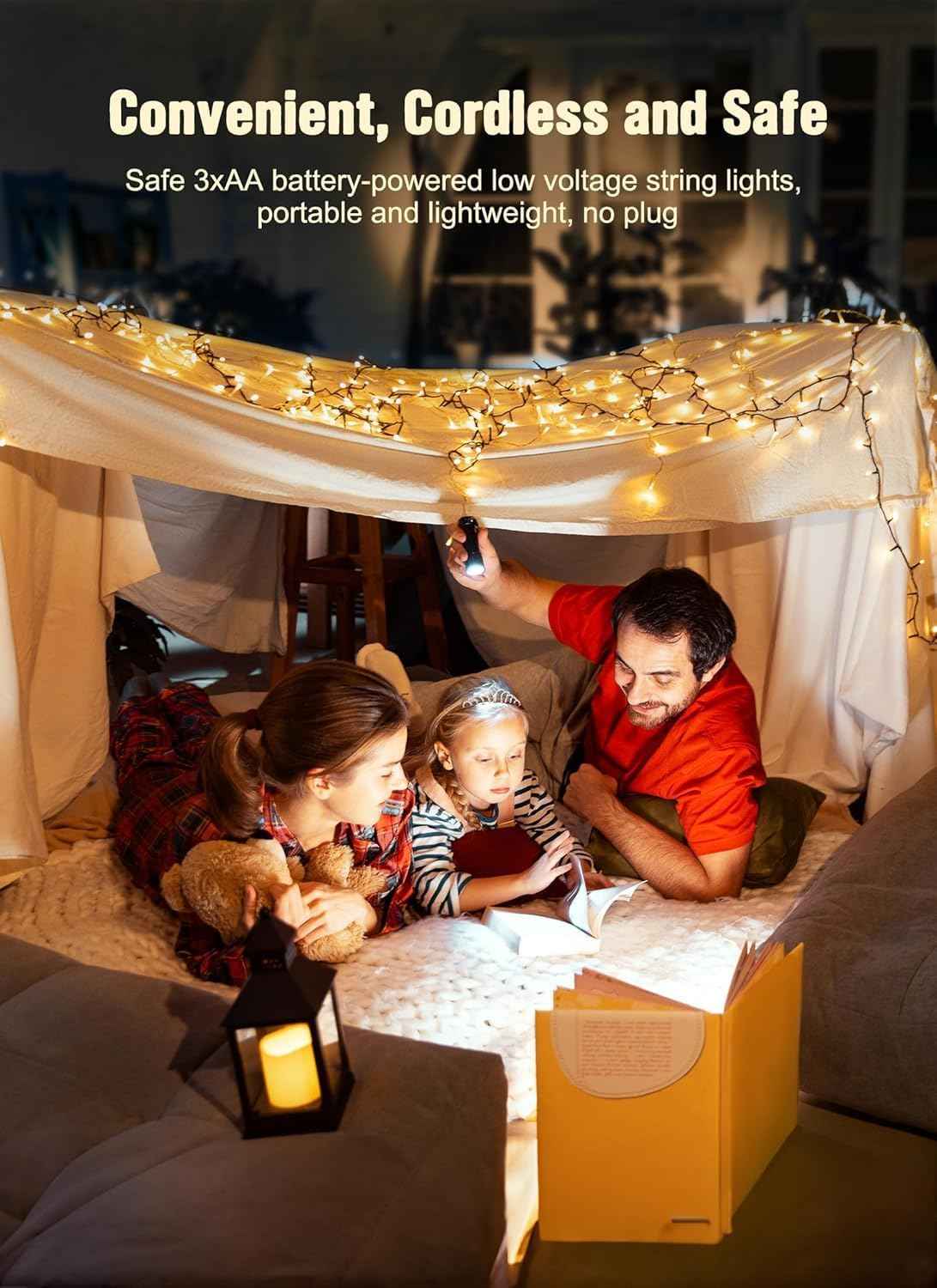 GlowGrove Fairy Lights – Modern Bedroom Aesthetic, 20 Warm White LEDs on Flexible Green Wire
