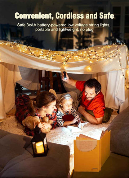 GlowGrove Fairy Lights – Modern Bedroom Aesthetic, 20 Warm White LEDs on Flexible Green Wire