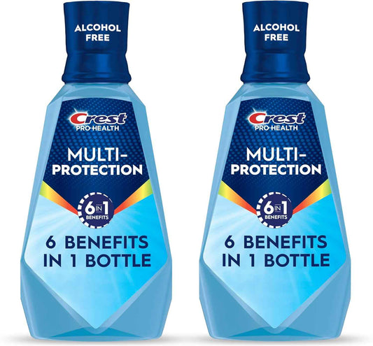 Crest Pro Health Multi-Protection Mouthwash 2 Pack – Alcohol-Free Fluoride Rinse for Daily Self-Care Ritual and Enamel Repair
