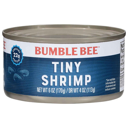 Bumble Bee Pre-Cooked Shrimp 6 oz Can – Non-Perishable Seafood for Hiker and Camper Pantries
