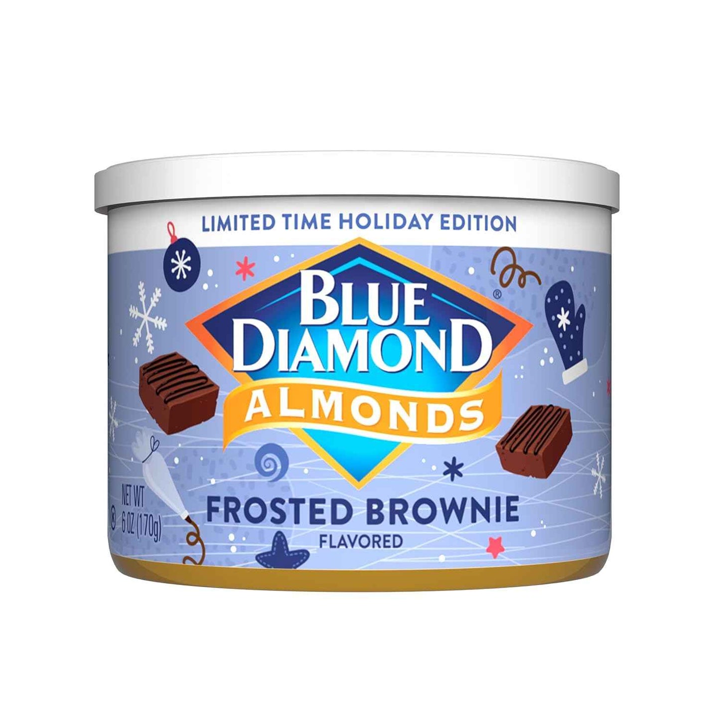Blue Diamond Almonds Peppermint Cocoa Holiday Snack Nuts, 6 oz Resealable Can – Ready-to-Give Hostess Gift and White Elephant Exchange Snack with Decorative Lid
