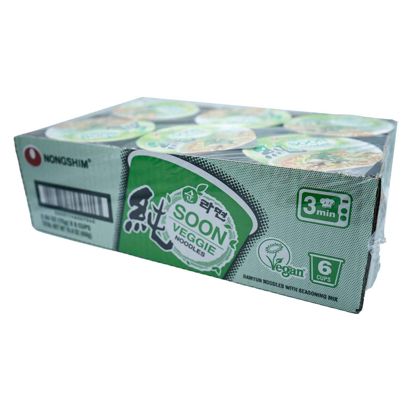 Nongshim Soon Veggie Cup Noodle – Single-Serve Vegan Meal for Small Apartments, Compact 6-Pack Pantry Storage