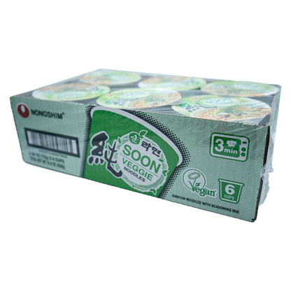 Nongshim Soon Veggie Cup Noodle – Single-Serve Vegan Meal for Small Apartments, Compact 6-Pack Pantry Storage