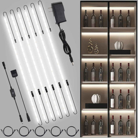 JUSJUBR Ultra-Slim LED Strip Lights for Clutter-Free Cabinets, Concealed Under-Cabinet Lighting in Clean Aluminum