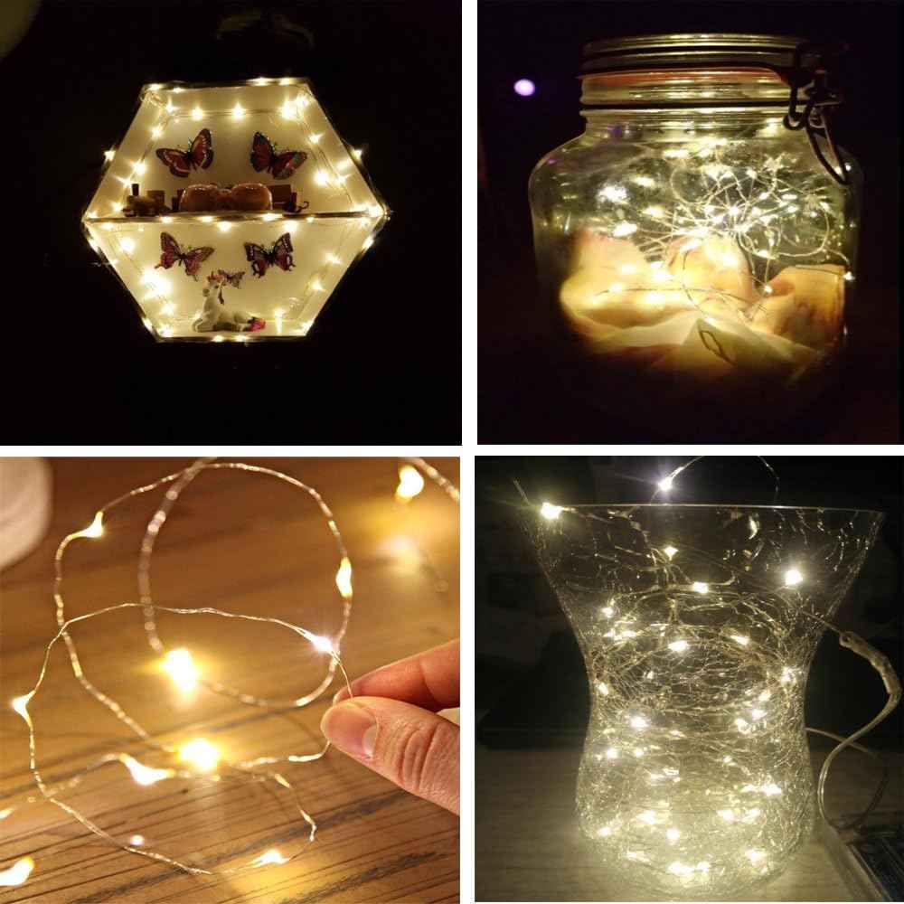 Aurora Glow Battery Fairy Lights – Cozy Bedroom Decor with Flexible Silver Wire Micro LEDs, 6-Pack