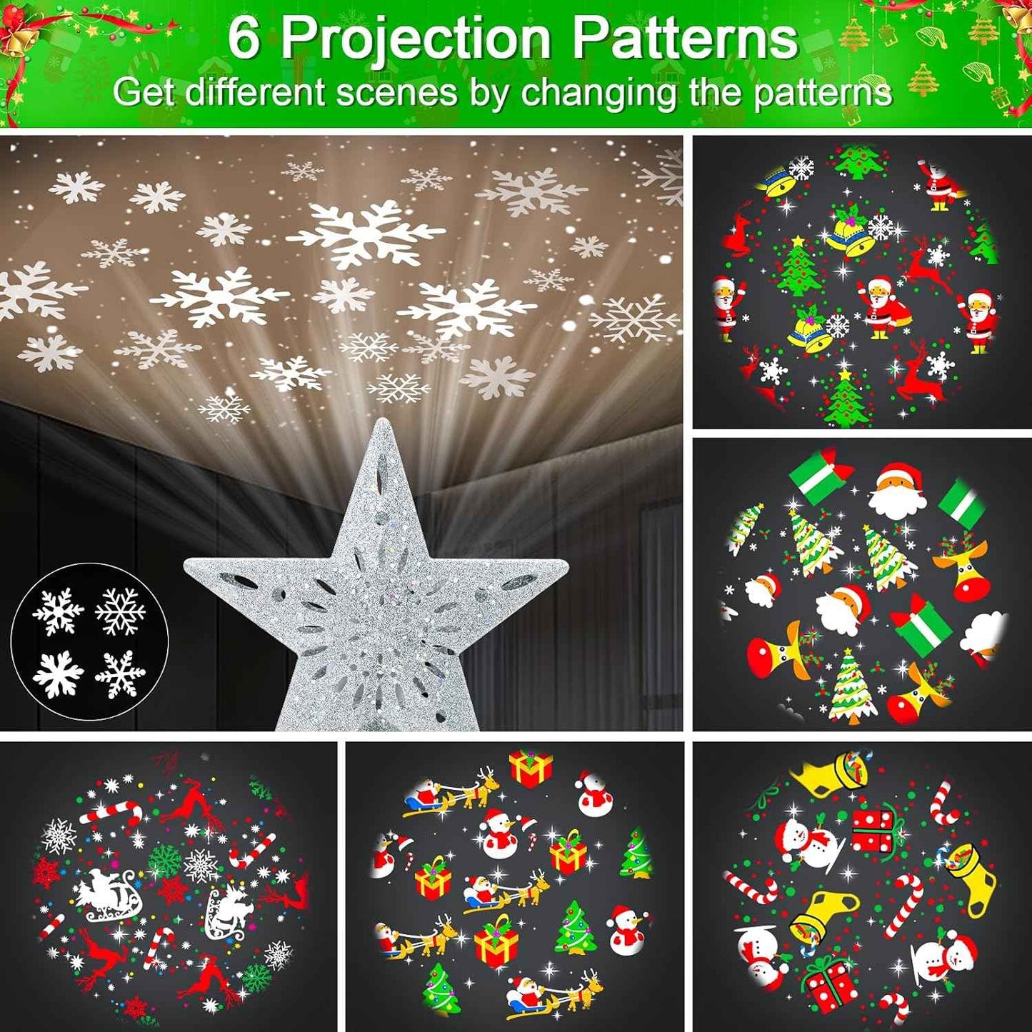 [Brand Name] Snowman Tree Topper with Ceiling Projection – Family-Safe Christmas Eve Magic, No Flame No Drips